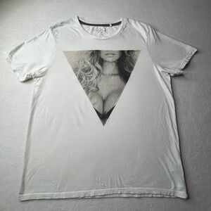 Guess Mens Rare Graphic XL Tee Shirt Sexy Woman White